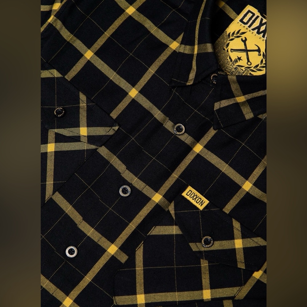 DIXXON “THE MESSENGER FLANNEL” Men's 3XL Black and Yellow Plaid Shirt. NWT - Picture 4 of 8